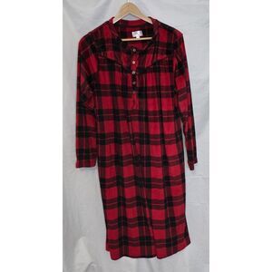 Aria Collection Women's Velour Red Plaid Nightgown - Size Medium